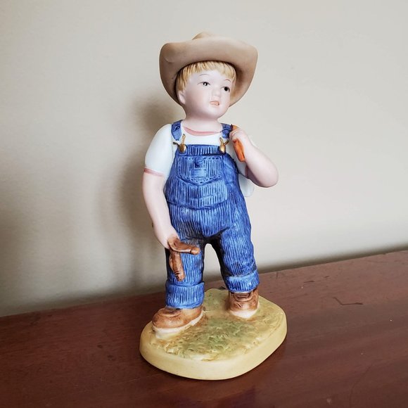 Vintage Boy Figurine, 1980s Porcelain Homco Denim Days children figurines Danny - Picture 2 of 8